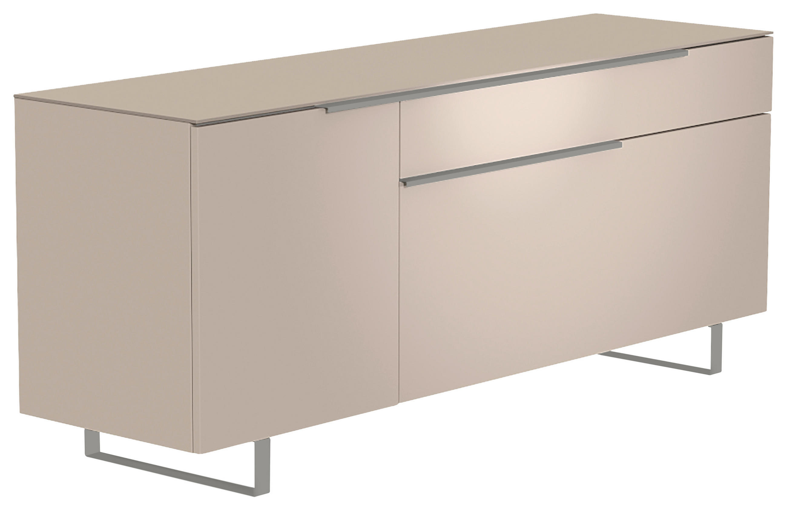 LOWBOARD Alufarben, Sandfarben  160/66/45 cm  - Sandfarben/Alufarben, Design, Glas/Holzwerkstoff (160/66/45cm) - Moderano