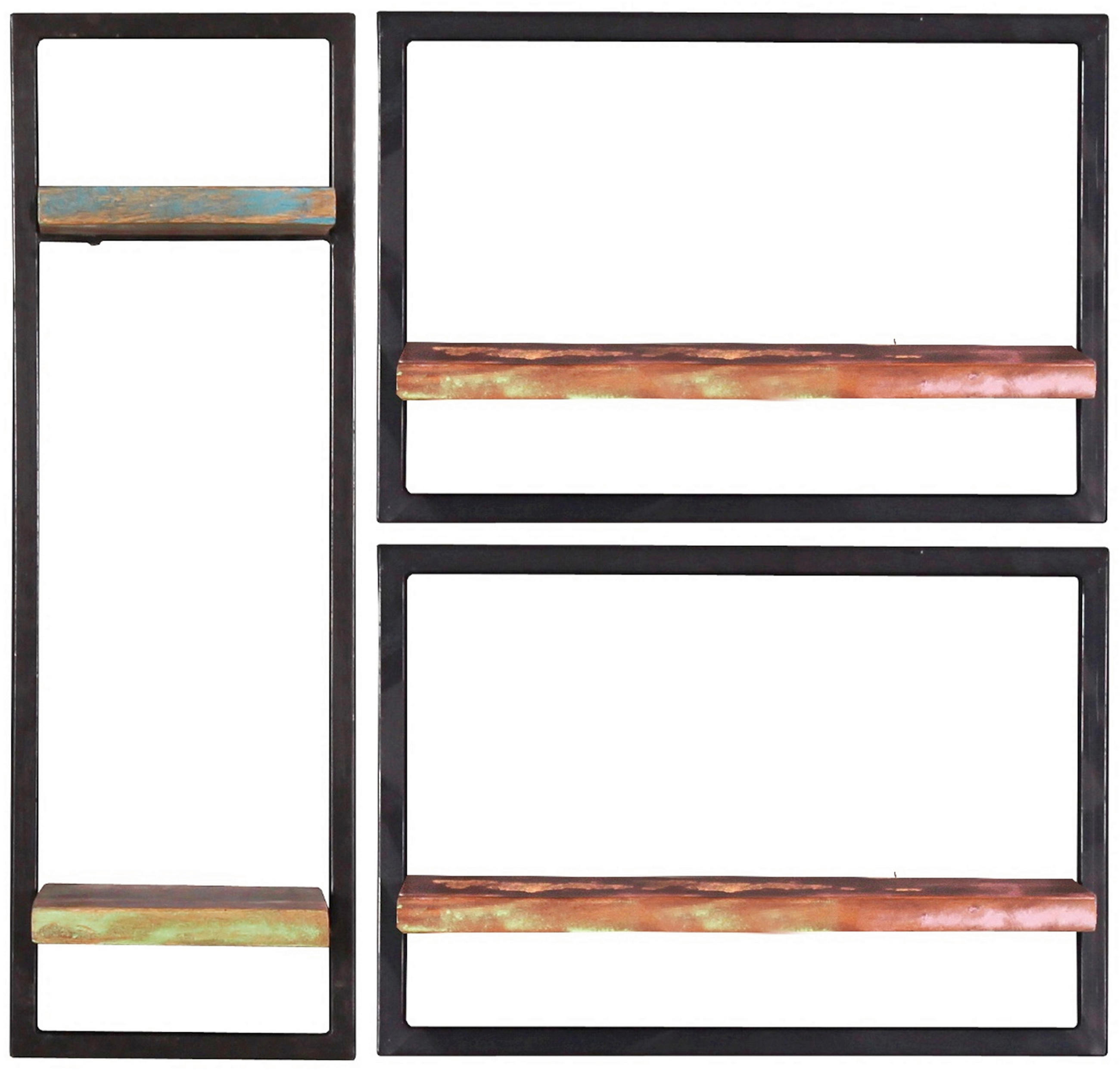 WANDREGALSET 80/75/25 cm  - Multicolor/Schwarz, Design, Holz/Metall (80/75/25cm) - MID.YOU