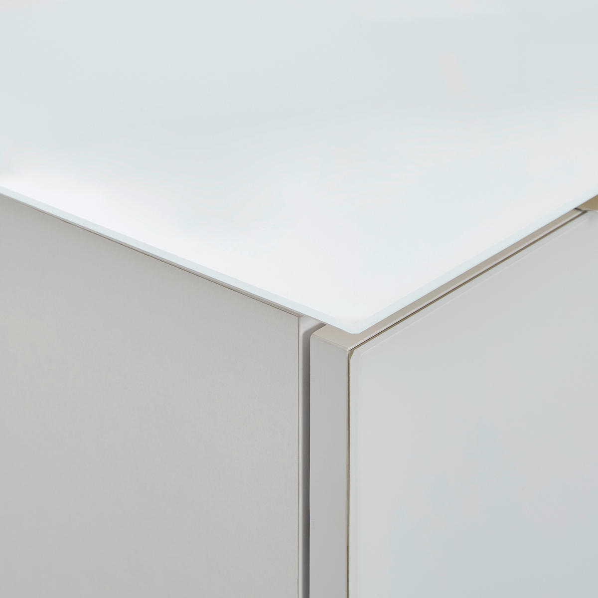 HIGHBOARD  in 110/117/40 cm  - Alufarben/Weiß, Design, Glas/Holzwerkstoff (110/117/40cm) - Voleo