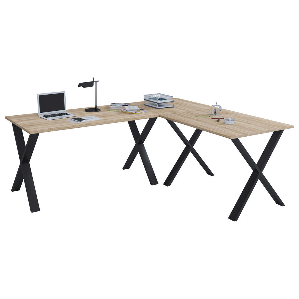 Eckschreibtisch Lona 190x130cm Schwarz/Eiche