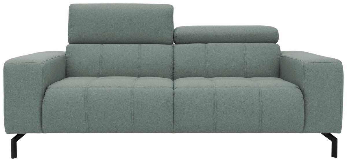 2-SITZER-SOFA Webstoff Hellblau  - Schwarz/Hellblau, Design, Textil/Metall (208/79/104cm) - MID.YOU