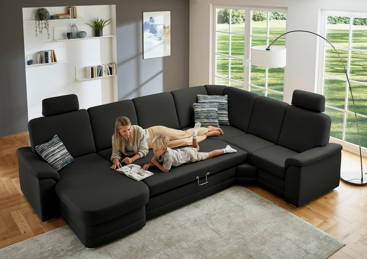 WOHNLANDSCHAFT  in Chenille Anthrazit  - Anthrazit/Alufarben, KONVENTIONELL, Holz/Textil (160/329/235cm) - Beldomo Comfort