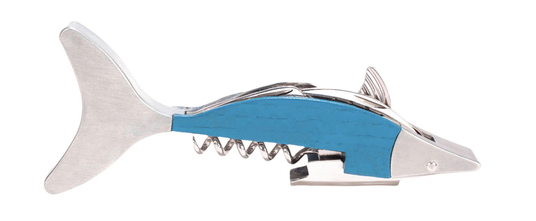 VEČNAMENSKI ODPIRAČ      17/7 cm               - srebrne barve/modra, Basics, kovina/les (17/7cm) - Kikkerland