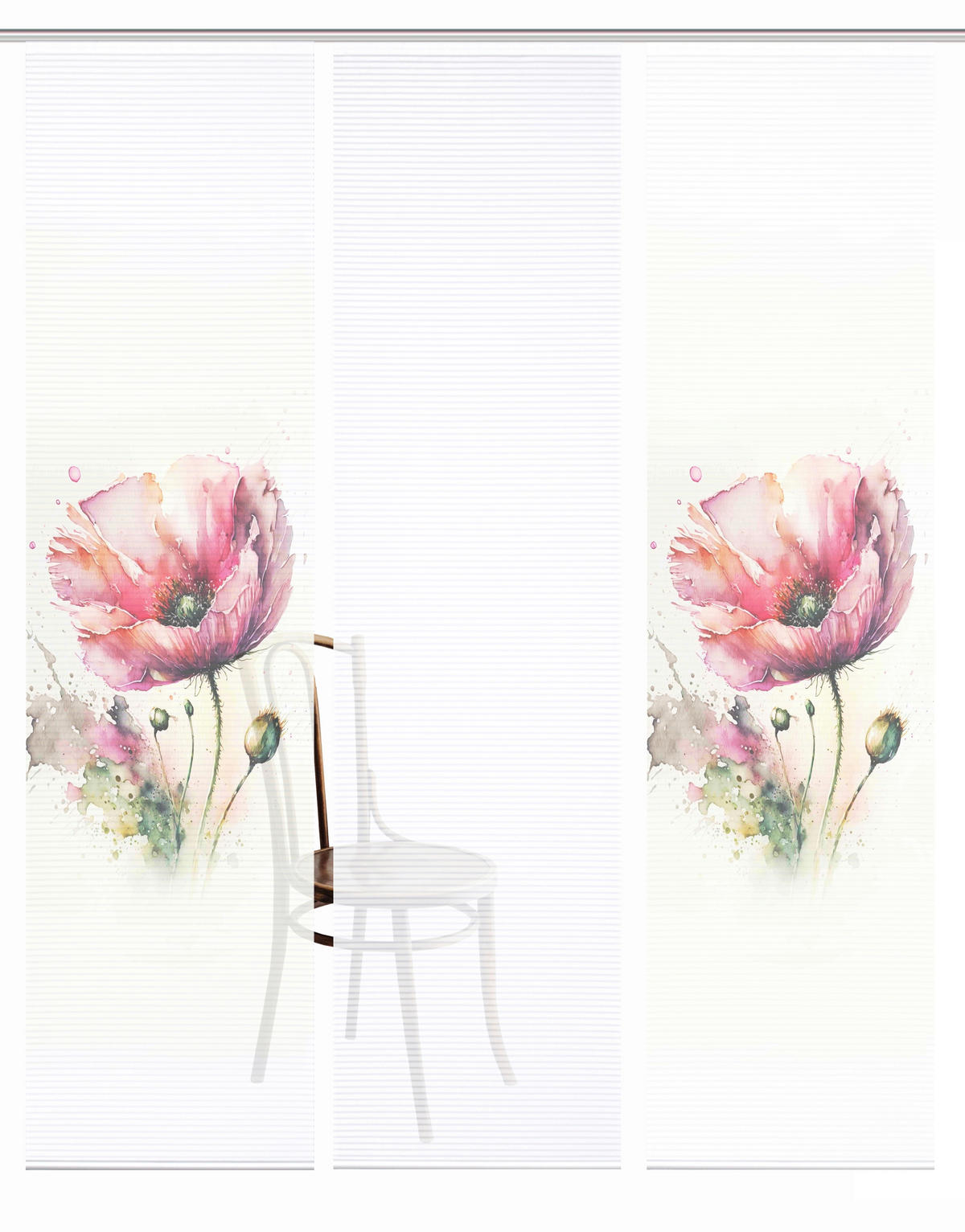 FLÄCHENVORHANG  3 Stück  blickdicht  180/245 cm   - Rosa/Weiß, Natur, Textil (180/245cm)
