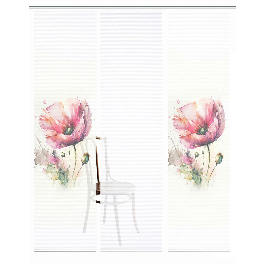 Thumbnail - Flächenvorhang Meliora, Rosa, Weiß, Hellgrün, Textil, Graphik, 60x245 cm, Oeko-Tex® Standard 100, mit Beschwerungsstab, ...