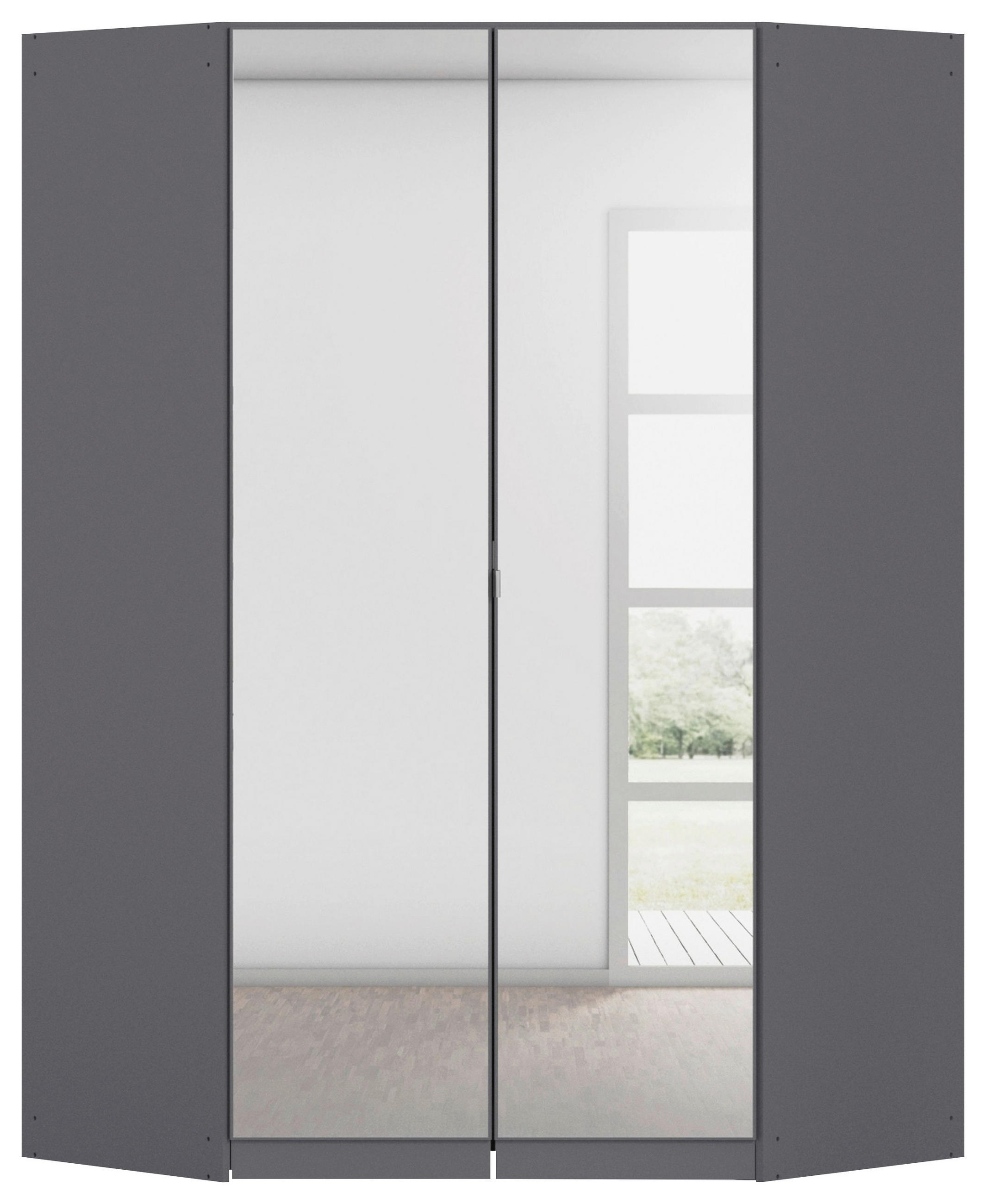 DREHTÜRENSCHRANK 117/197/54 cm,  in Grau, 2-türig  - Alufarben/Grau, KONVENTIONELL, Glas/Holzwerkstoff (117/197/54cm) - home24