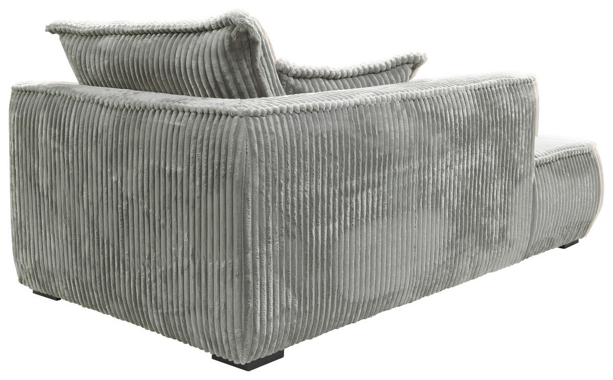 RÉCAMIERE in Cord Hellgrau  - Hellgrau/Schwarz, Design, Holz/Textil (207/75/121cm) - MID.YOU