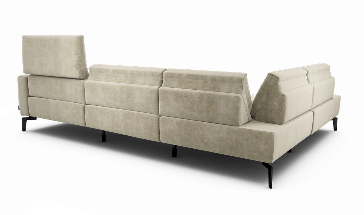 ECKSOFA Cosy Naturfarben Samt  - Schwarz/Naturfarben, Design, Textil/Metall (213/296cm) - SENSOO