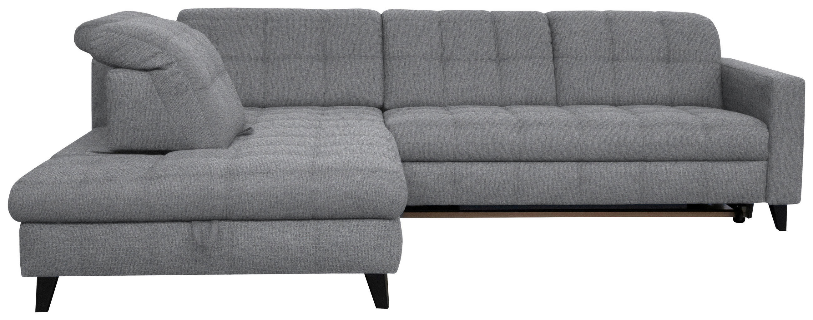 ECKSOFA in Webstoff Grau  - Schwarz/Grau, Design, Holz/Textil (216/297cm) - Xora