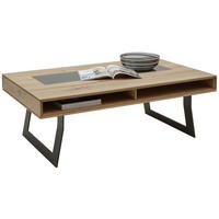 COUCHTISCH in Holz, Metall, Glas 125/75/43 cm  - Eichefarben/Anthrazit, Natur, Glas/Holz (125/75/43cm) - Valnatura