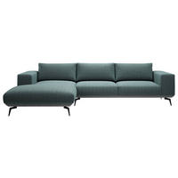 ECKSOFA in Chenille Anthrazit  180/330 cm  - Anthrazit/Schwarz, Design, Textil/Metall (180/330cm) - MID.YOU