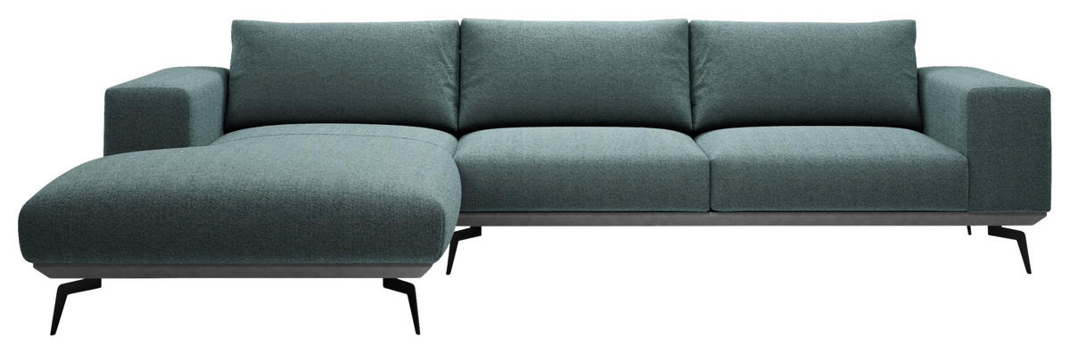 ECKSOFA in Chenille Anthrazit  180/330 cm  - Anthrazit/Schwarz, Design, Textil/Metall (180/330cm) - MID.YOU