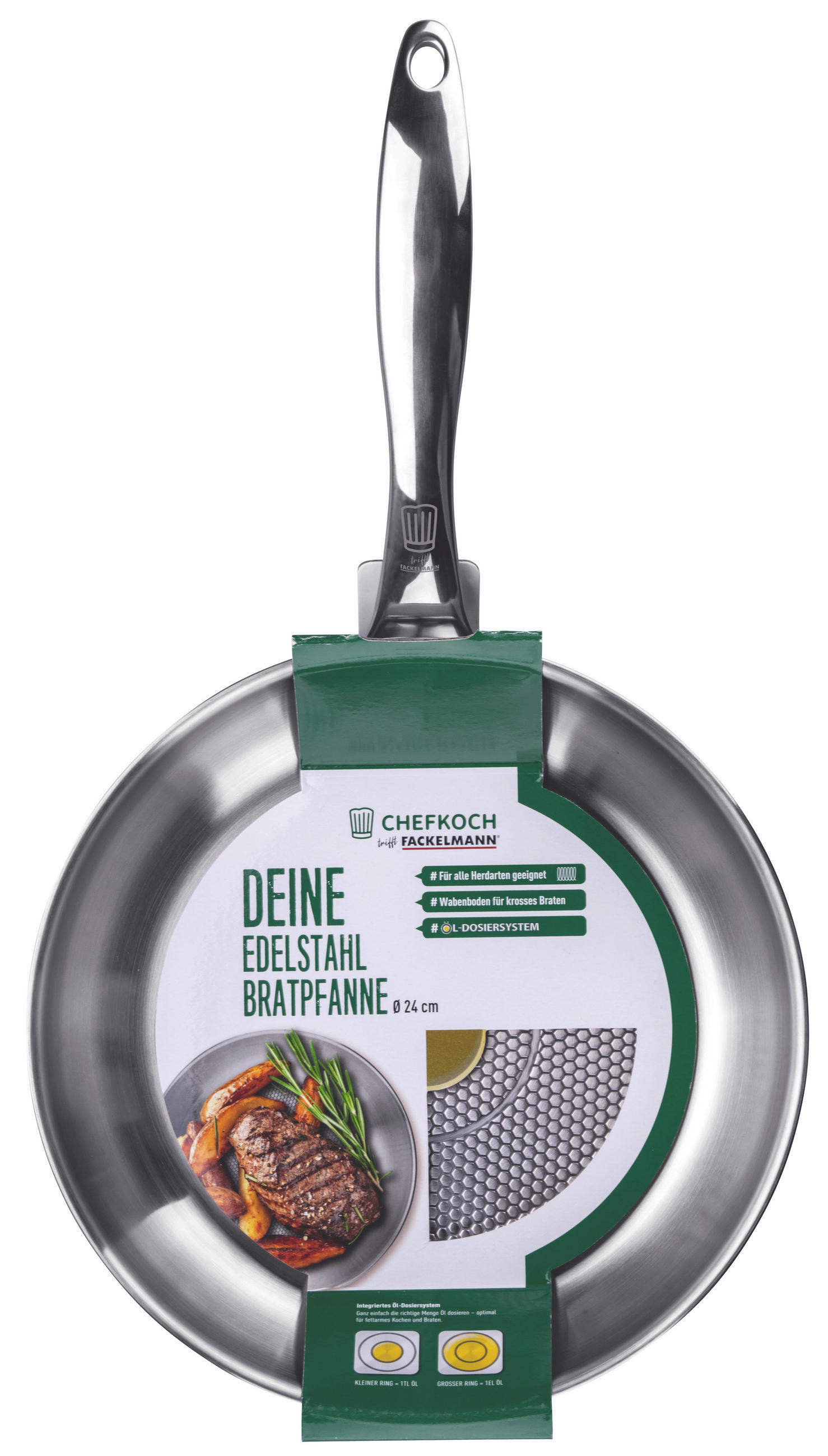 BRATPFANNE MÜNCHEN 24 cm  - Silberfarben, Basics, Metall (24cm) - Chefkoch+Fackelmann