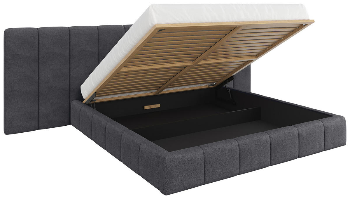 POLSTERBETT 180/200 cm  Anthrazit  - Anthrazit/Schwarz, Design, Holz/Kunststoff (180/200cm) - Carryhome