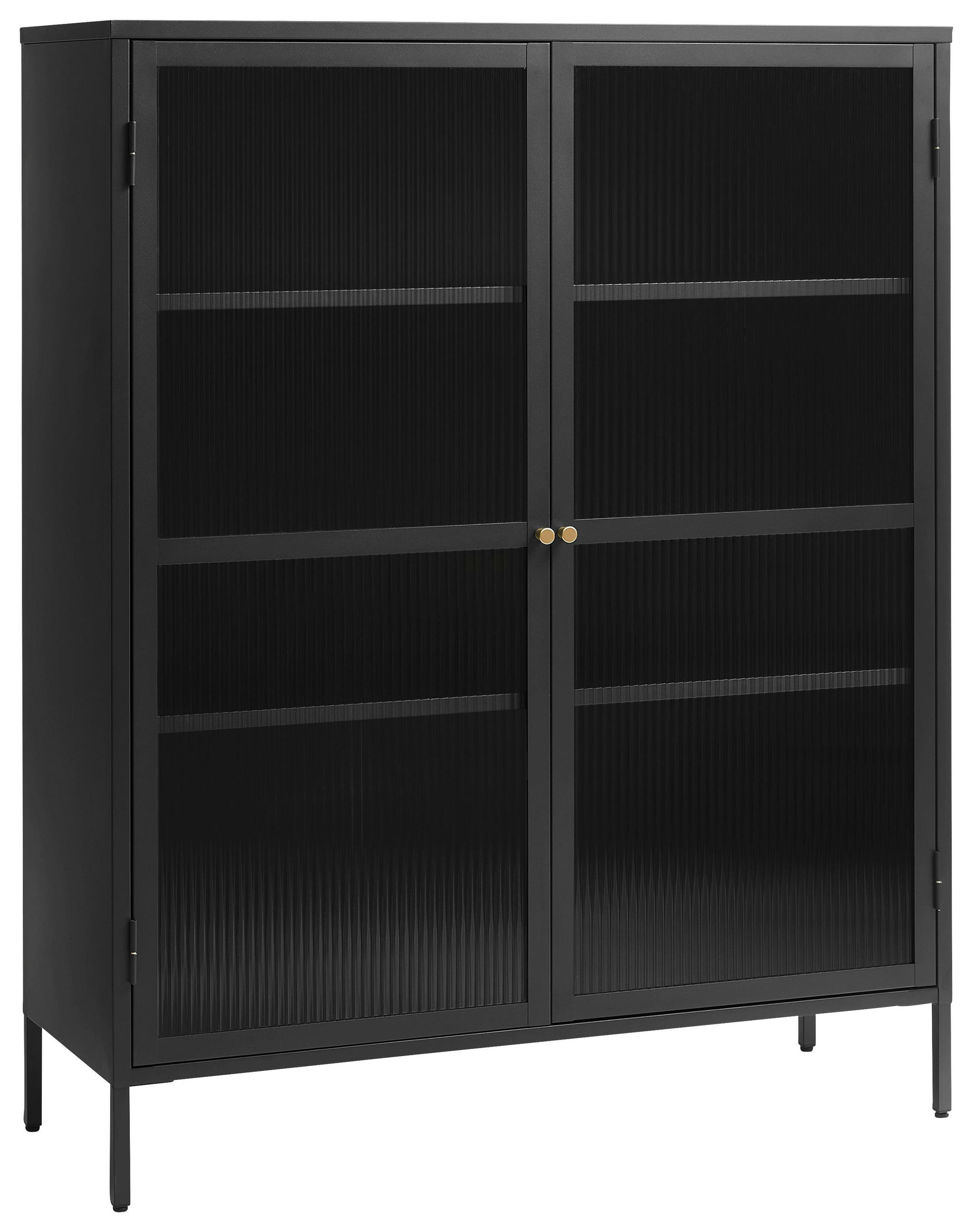 HIGHBOARD  in 110/140/40 cm  - Goldfarben/Schwarz, Design, Glas/Metall (110/140/40cm) - Lomoco