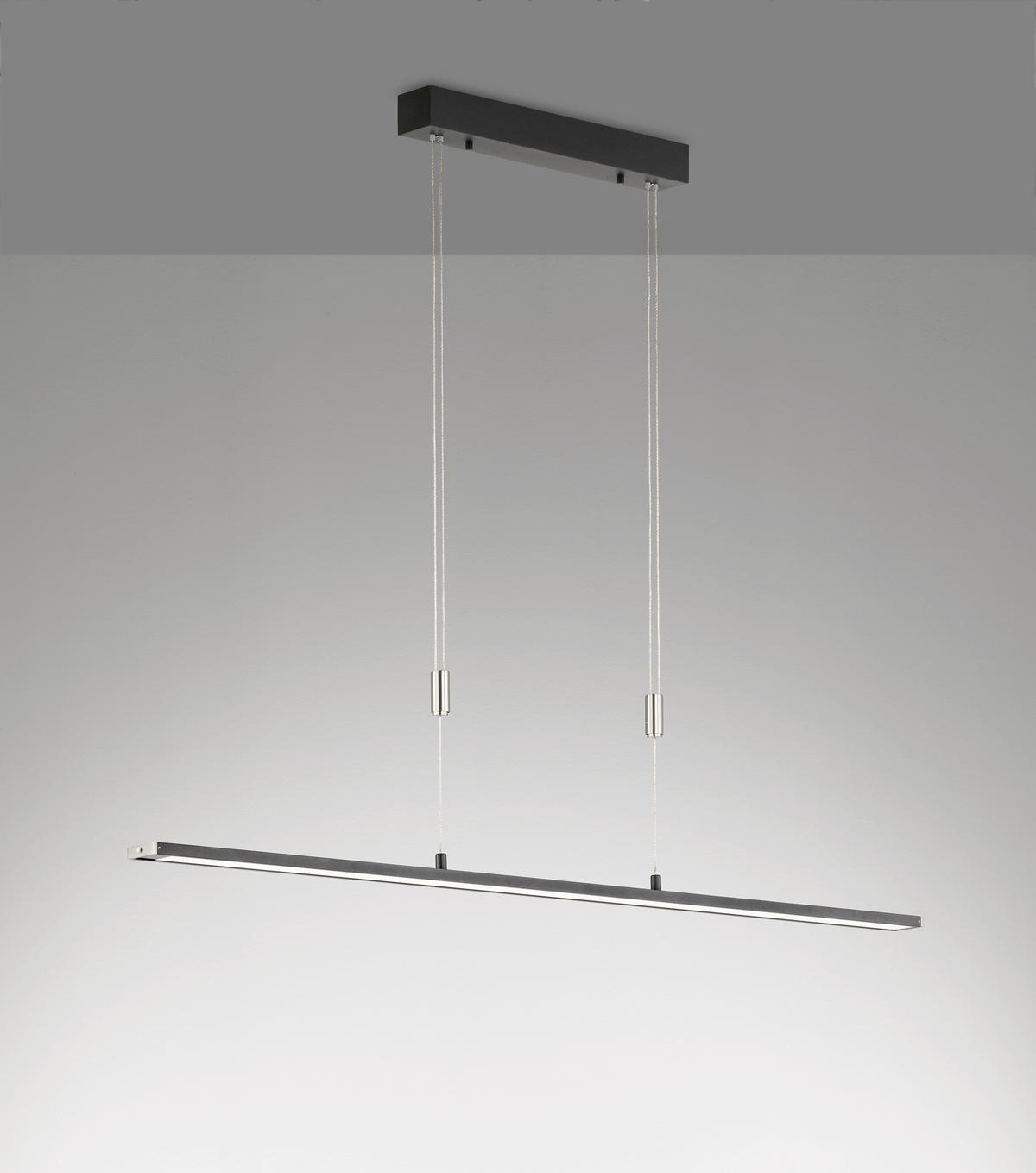LED-HÄNGELEUCHTE 120/6/95-120 cm    - Schwarz/Nickelfarben, Design, Metall (120/6/95-120cm) - Fischer & Honsel