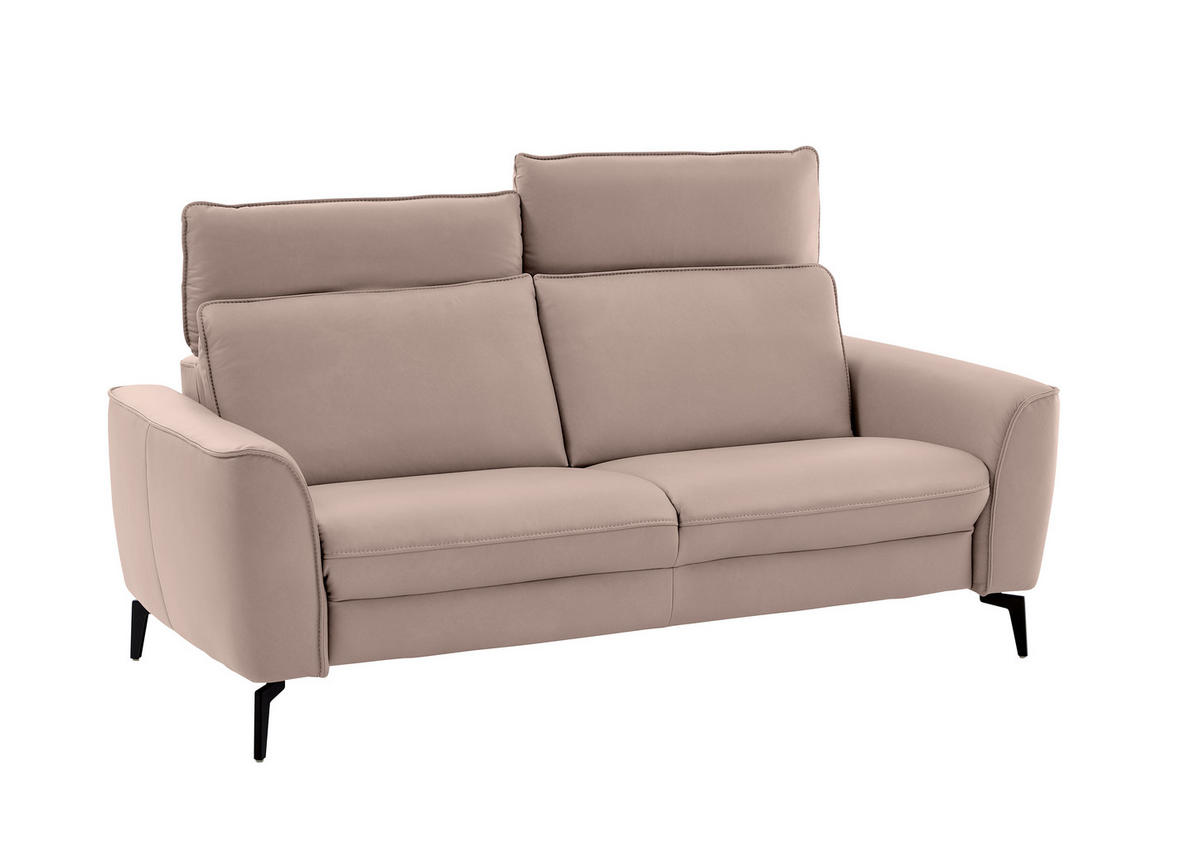2,5-SITZER in Echtleder Taupe  - Taupe/Schwarz, Natur, Leder/Metall (194/81/110cm) - Valdera