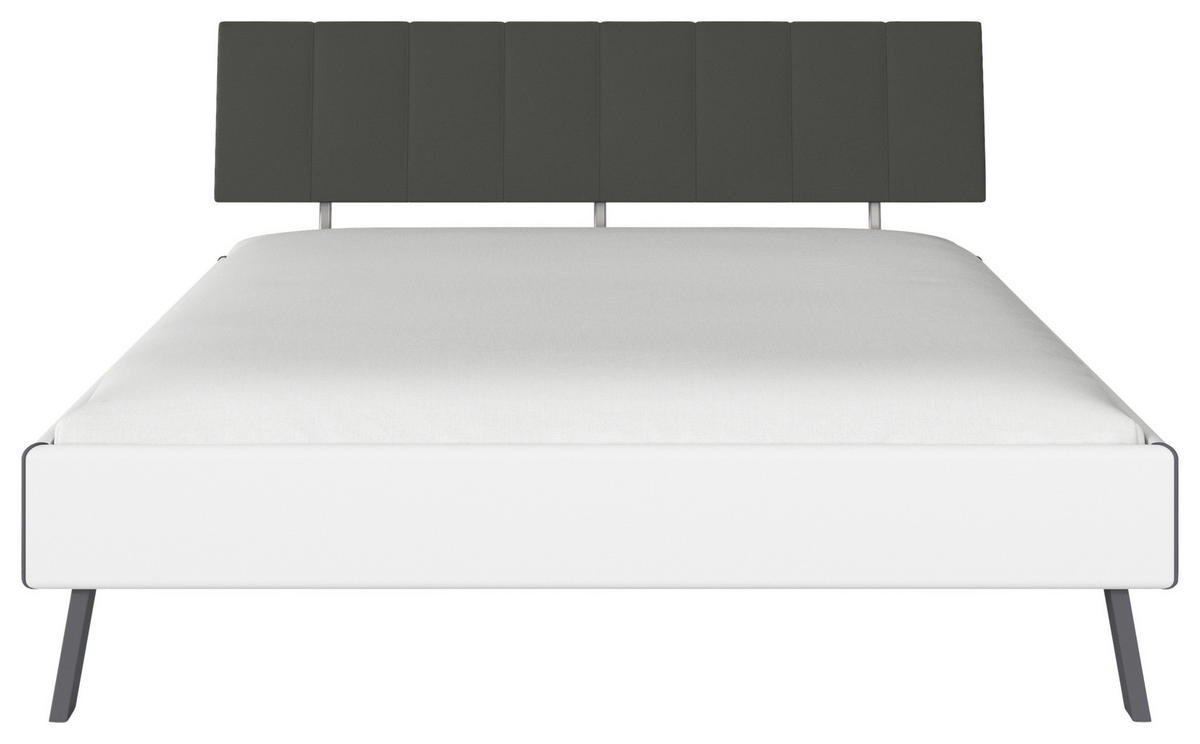 BETT 180/200 cm,  in Weiß,  - Weiß/Grau, Design, Textil/Metall (180/200cm) - Carryhome