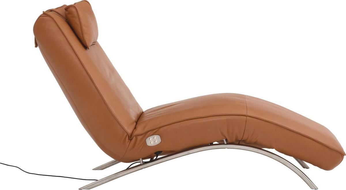 RELAXLIEGE motor. verstellbar Echtleder Braun  - Edelstahlfarben/Braun, Design, Leder/Metall (70/95/208cm) - Koinor