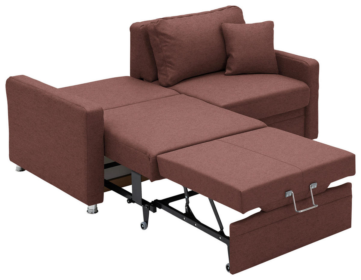SCHLAFSOFA  in Chenille Weinrot  - Chromfarben/Weinrot, KONVENTIONELL, Textil/Metall (206/90/100cm) - Beldomo Style