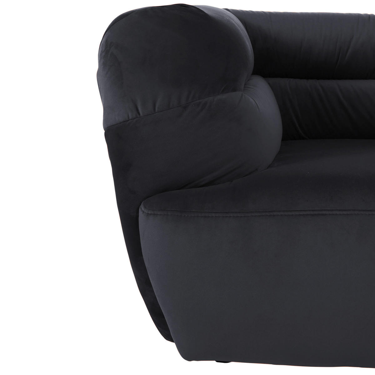 BIGSOFA Samt Schwarz  - Schwarz, KONVENTIONELL, Kunststoff/Textil (240/73/100cm) - Carryhome