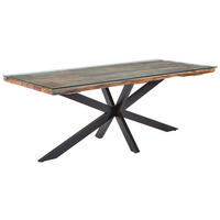 ESSTISCH in Holz, Metall, Glas 200/100/76 cm  - Schwarz/Braun, ROMANTIK / LANDHAUS, Glas/Holz (200/100/76cm) - Landscape