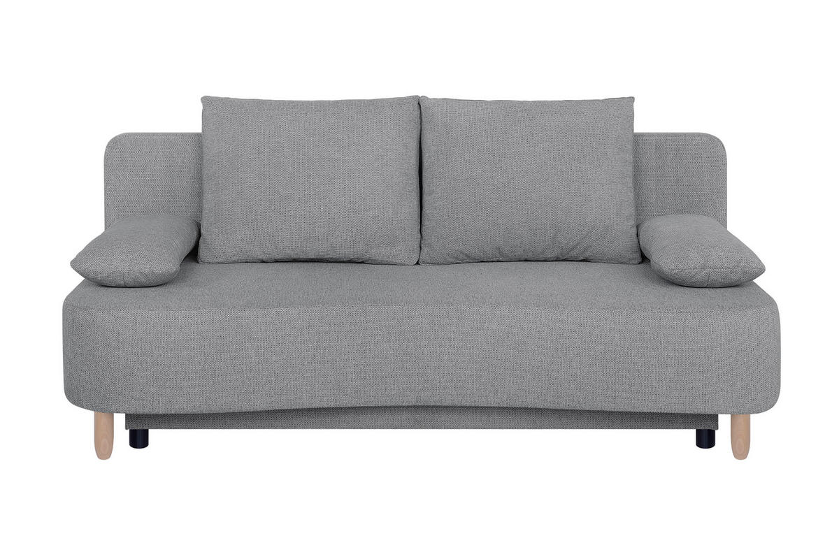 SCHLAFSOFA  mit Webstoff Taupe  - Taupe/Buchefarben, Design, Holz/Kunststoff (193/86/85cm) - P & B
