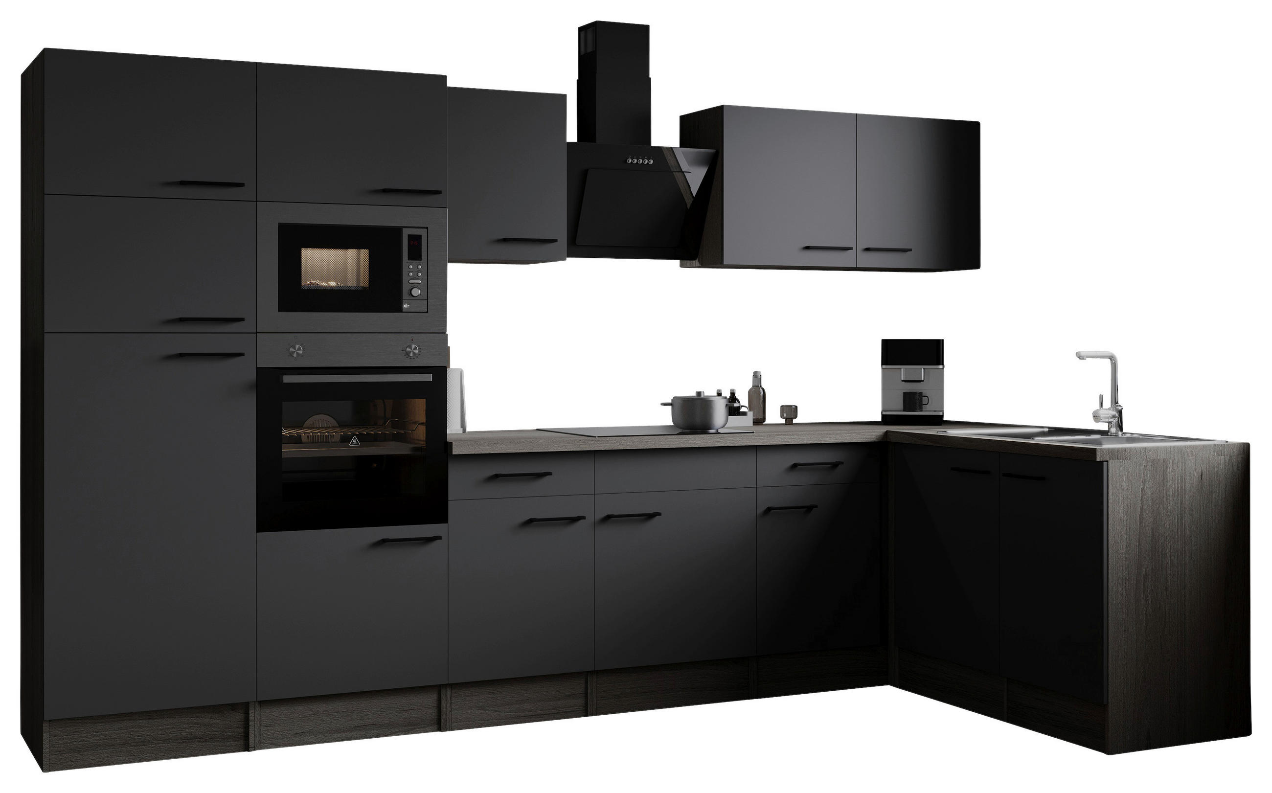 HÖRNKÖK 340/172 cm  i grå, ekfärgad  - svart/grå, Design, metall/trämaterial (340/172cm) - Respekta