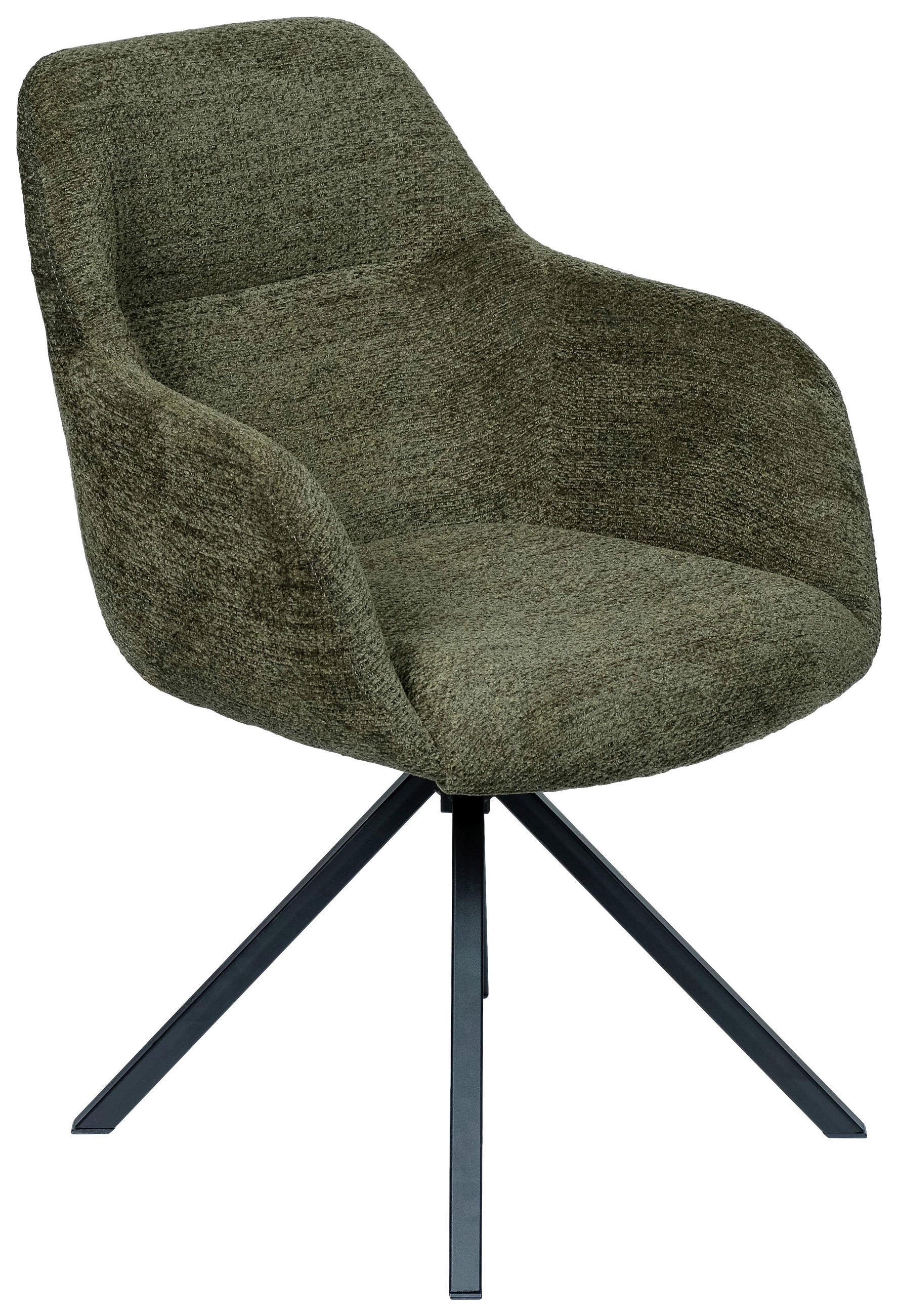 ARMLEHNSTUHL  in Stahl Chenille  - Schwarz/Grün, Design, Textil/Metall (57/85,5/65cm) - Voleo