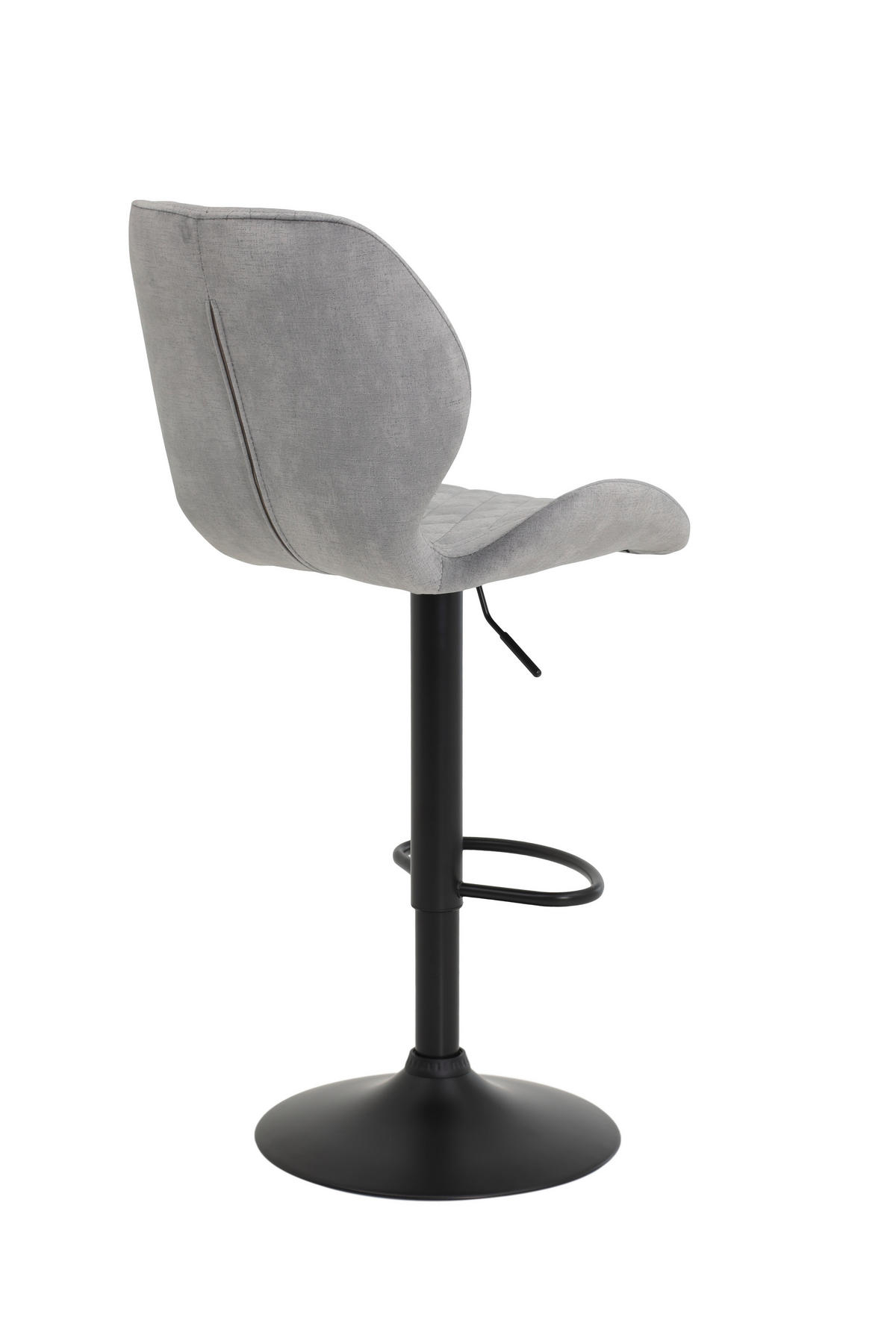 BARHOCKER Samt, Velours Grau Stahl Typenauswahl, Sitzfläche 360° drehbar, abwischbar  - Schwarz/Grau, MODERN, Textil/Metall (42/96-117/51cm) - MID.YOU