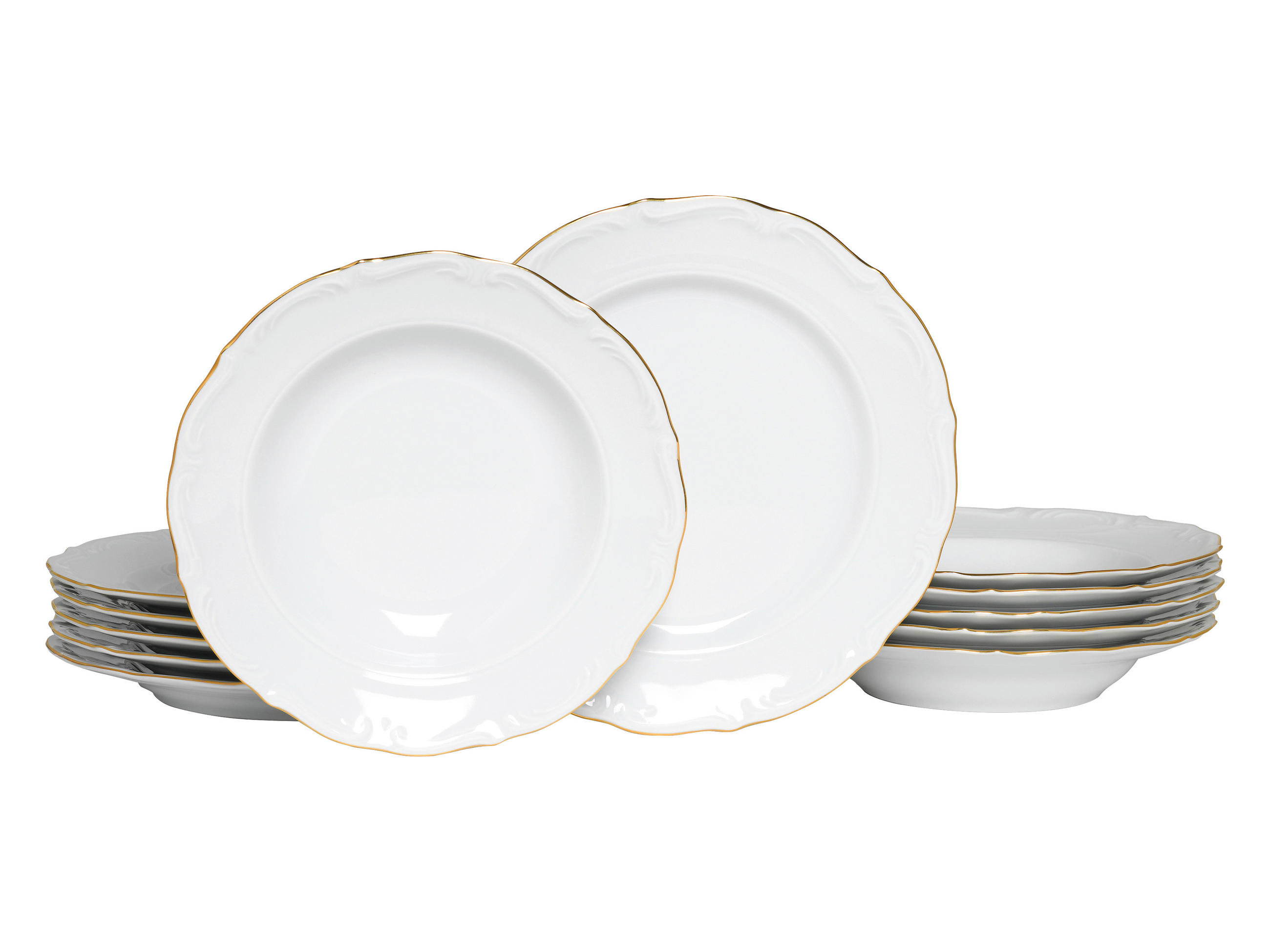 TAFELSERVICE Weiß, Goldfarben 12-teilig Maria Theresia Gold  - Goldfarben/Weiß, Basics, Keramik (27/22,5/27,5cm) - Creatable
