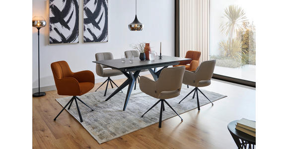 ESSTISCH in Metall, Glas, Keramik 180-230/95/76 cm - Schwarz/Grau, Design, Glas/Keramik (180-230/95/76cm) - Novel