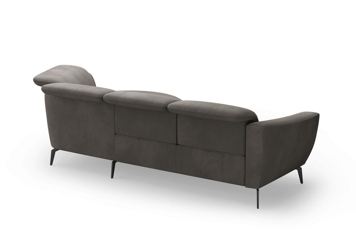 ECKSOFA in Flachgewebe Graphitfarben  - Schwarz/Graphitfarben, Konventionell, Textil/Metall (309/199cm) - Sit & More