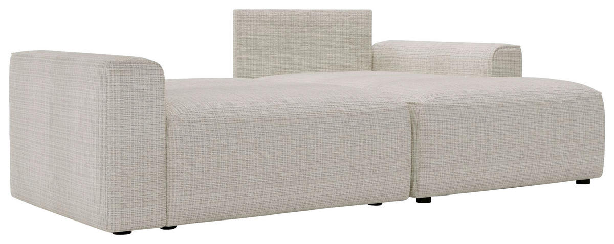 ECKSOFA in Chenille Creme  - Creme/Schwarz, Design, Kunststoff/Textil (233/144cm) - Livetastic