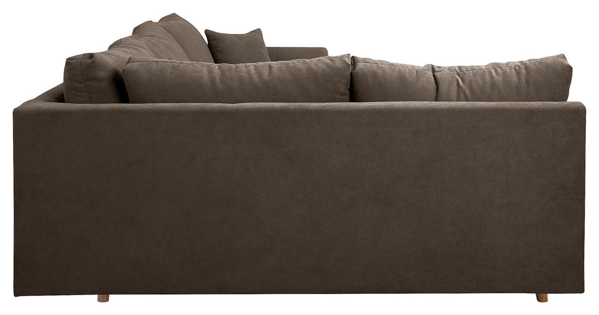 ECKSOFA inkl. Hocker Ariella Braun Mikrofaser  - Naturfarben/Braun, Design, Holz/Textil (161/231cm) - Livetastic