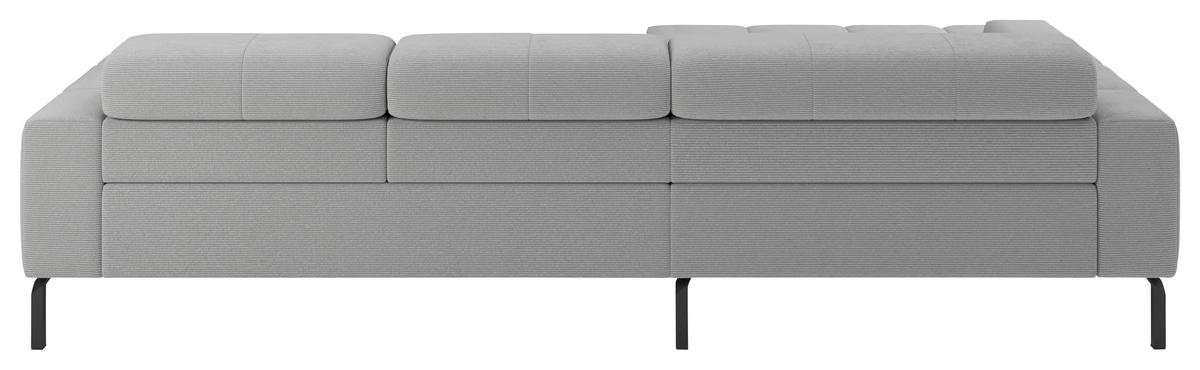 ECKSOFA Silberfarben Feincord Rücken echt, Kopfteilverstellung, Sitztiefenverstellung  - Silberfarben/Schwarz, KONVENTIONELL, Textil/Metall (226/293cm) - Hom`in
