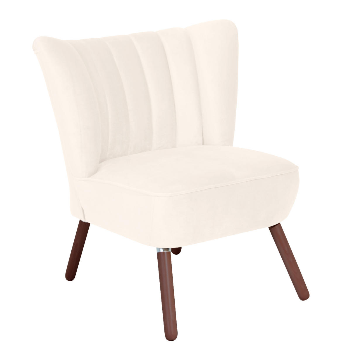 SESSEL in Samt, Velours Creme, Nussbaumfarben  - Nussbaumfarben/Creme, Design, Holz/Textil (70/80/66cm) - Max Winzer
