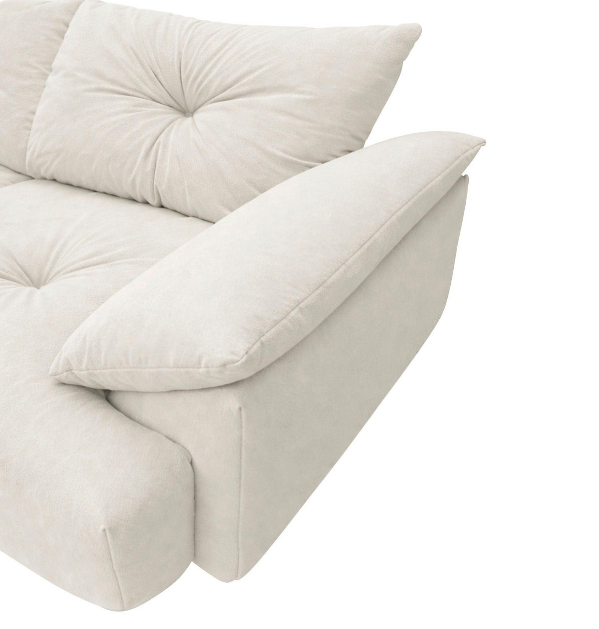 BIGSOFA Webstoff Creme  - Creme/Schwarz, KONVENTIONELL, Kunststoff/Textil (243/90,5/130cm) - Ambia Home