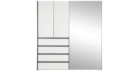 KLEIDERSCHRANK in Graphitfarben, Weiß - Alufarben/Graphitfarben, Design, Glas/Holzwerkstoff (200/216/68cm) - Hom`in