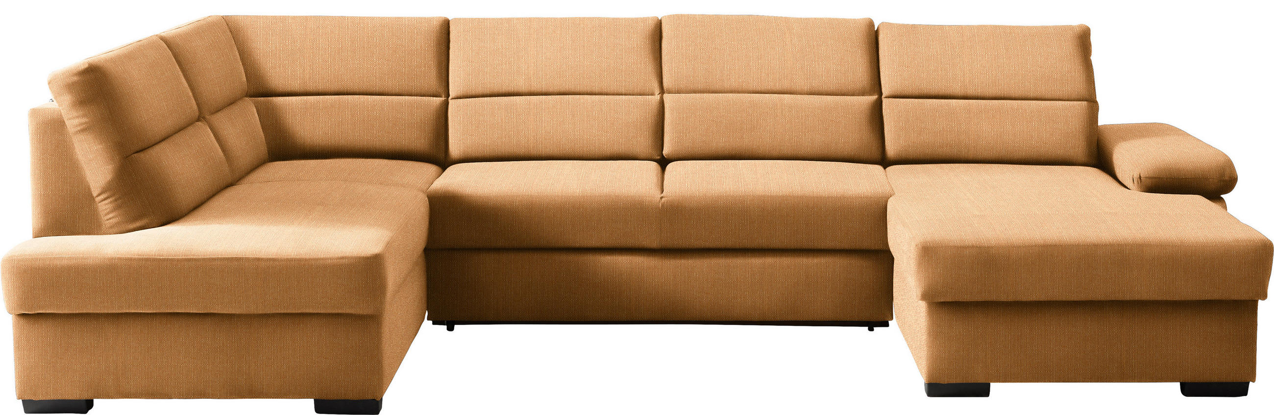WOHNLANDSCHAFT in Webstoff Currygelb  - Currygelb/Dunkelbraun, Konventionell, Kunststoff/Textil (183/319/166cm) - Cantus