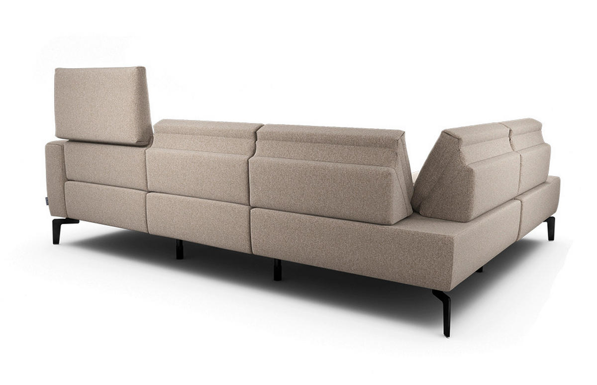 ECKSOFA Cosy Sandfarben Chenille  - Sandfarben/Schwarz, Design, Textil/Metall (193/256cm) - SENSOO