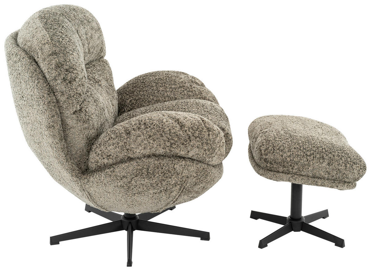 RELAXSESSEL Metall, Textil Schwarz, Graugrün  - Schwarz/Graugrün, Basics, Textil/Metall (97/98/93cm) - Carryhome
