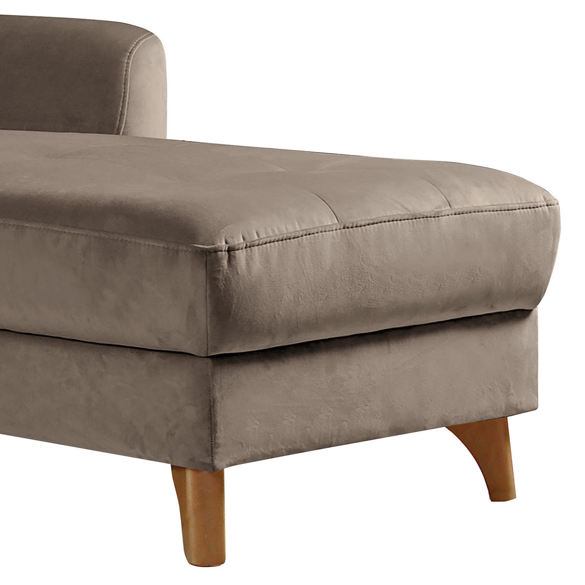 ECKSOFA Beige Samt Bettkasten, Schlaffunktion, Liegefläche im Originalstoff  - Beige/Buchefarben, Design, Holz/Textil (238/168cm) - Livetastic