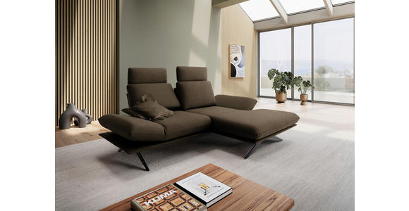 ECKSOFA  in Flachgewebe Dunkelbraun  234/155 cm  - Dunkelbraun/Schwarz, Design, Textil/Metall (234/155cm) - Dieter Knoll