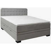 BOXSPRINGBETT 140 cm x 200 cm in Textil Hellgrau - Hellgrau/Schwarz, KONVENTIONELL, Holz/Textil (140/200cm) - Elegando