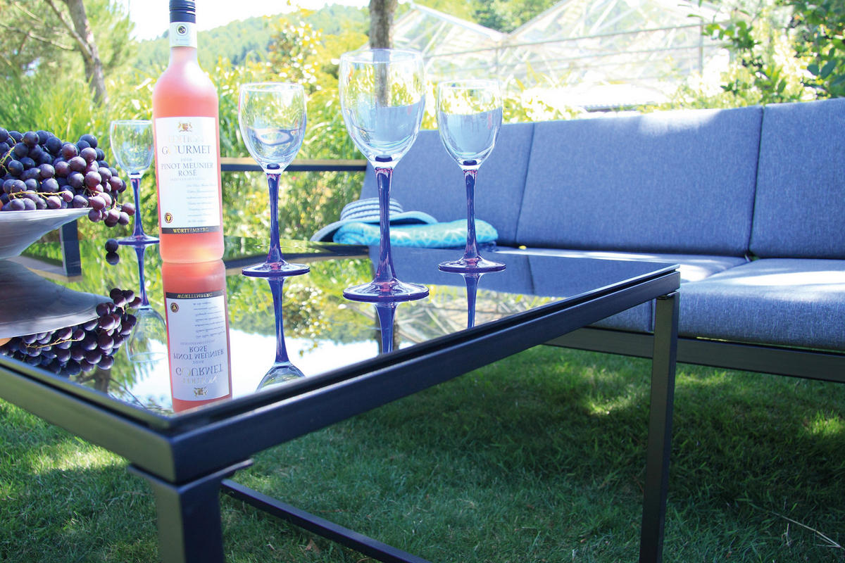 LOUNGEGARNITUR   Stahl  - Anthrazit, Basics, Textil/Metall - Acamp