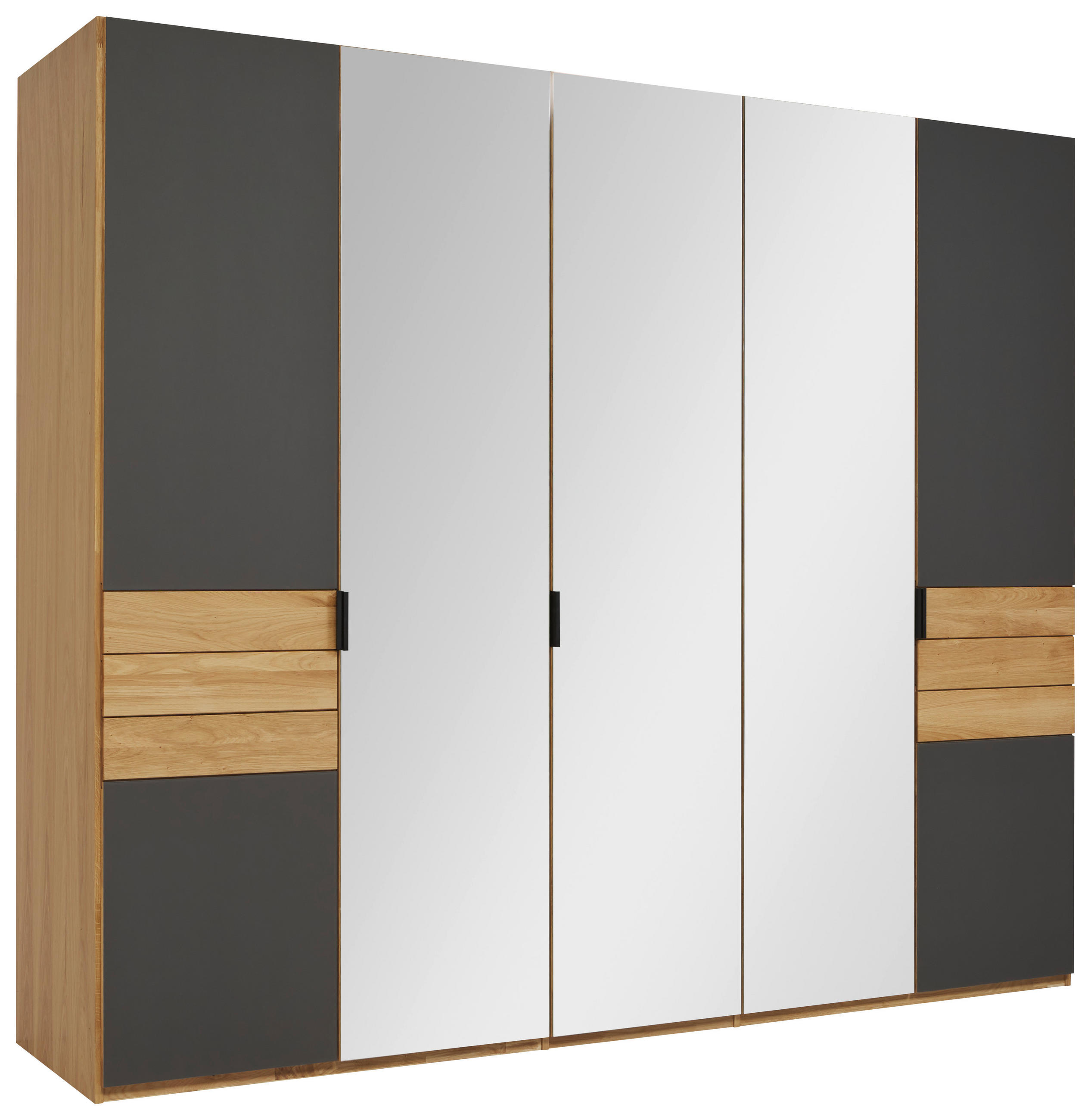 DREHTÜRENSCHRANK 252/214/62 cm 5-türig Anthrazit, Eichefarben  - Eichefarben/Anthrazit, Natur, Glas/Holz (252/214/62cm) - Valnatura