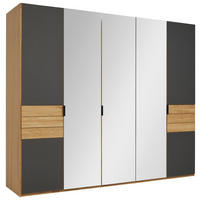 DREHTÜRENSCHRANK 252/214/62 cm 5-türig Anthrazit, Eichefarben  - Eichefarben/Anthrazit, Natur, Glas/Holz (252/214/62cm) - Valnatura