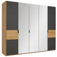 DREHTÜRENSCHRANK 252/214/62 cm,  in Anthrazit, Eichefarben, 5-türig  - Eichefarben/Anthrazit, Natur, Glas/Holz (252/214/62cm) - Valnatura