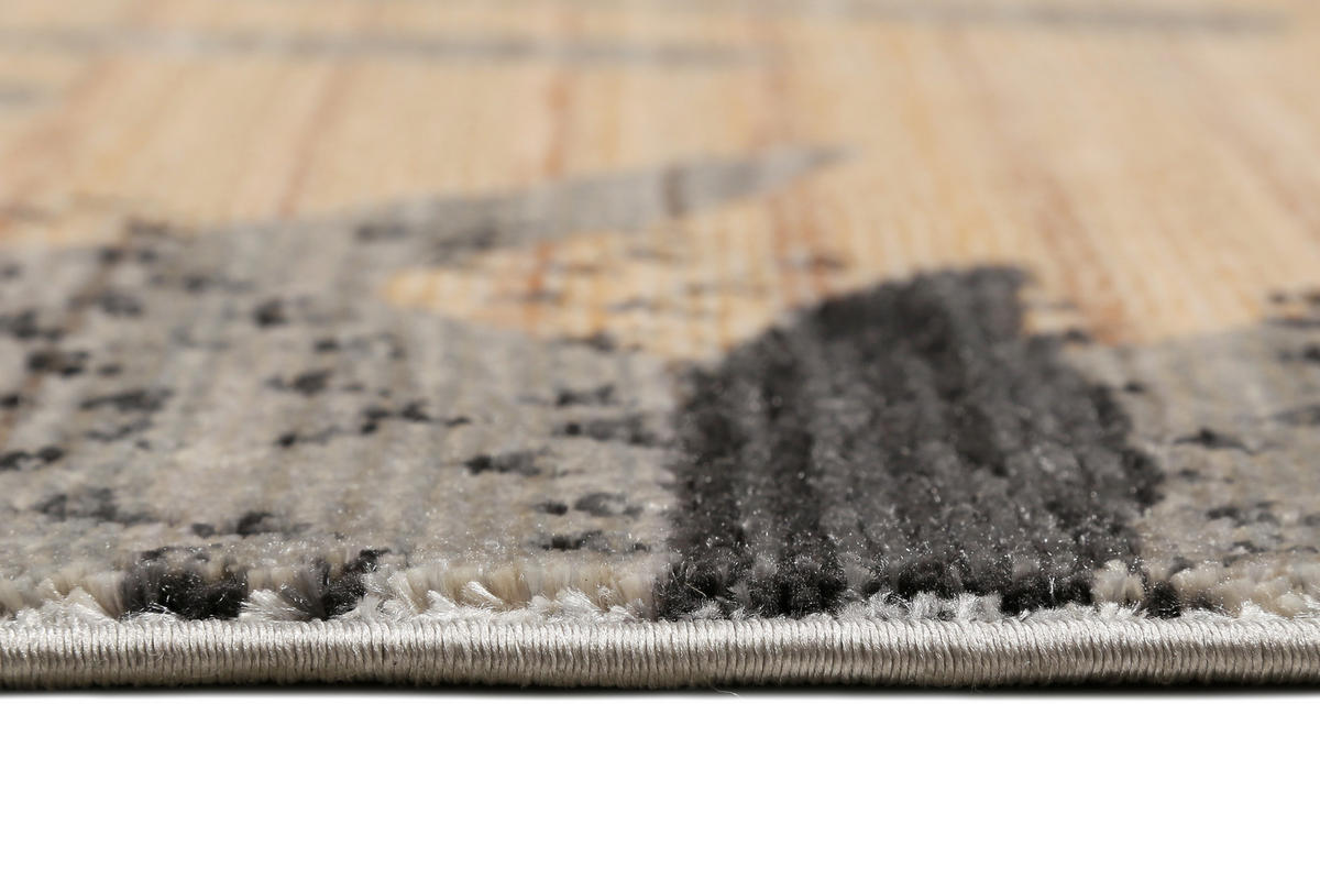 TKANÝ KOBEREC, 160/225 cm, sivá, červená, béžová - sivá/béžová, Konventionell, textil (160/225cm) - Esprit